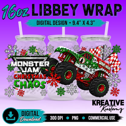 MJ Truck Christmas | 16oz Libbey Glass Can Wrap PNG - Digital Download Bundle