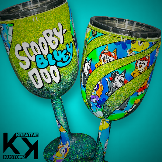 Scooby Bluey Doo - 12oz Wine Glass