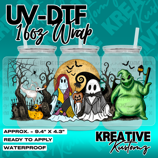 Halloween Oogie Ghosts | UV DTF Cup Wrap for 16oz Libbey Glass