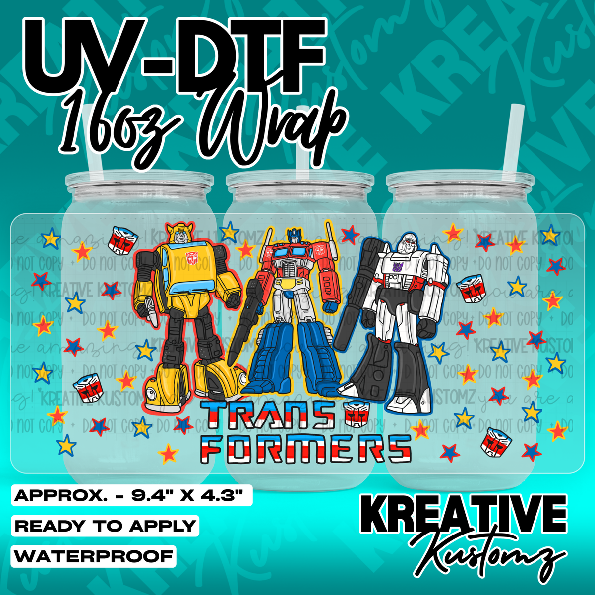 Transformers Inspired | UV DTF Cup Wrap for 16oz Libbey Glass