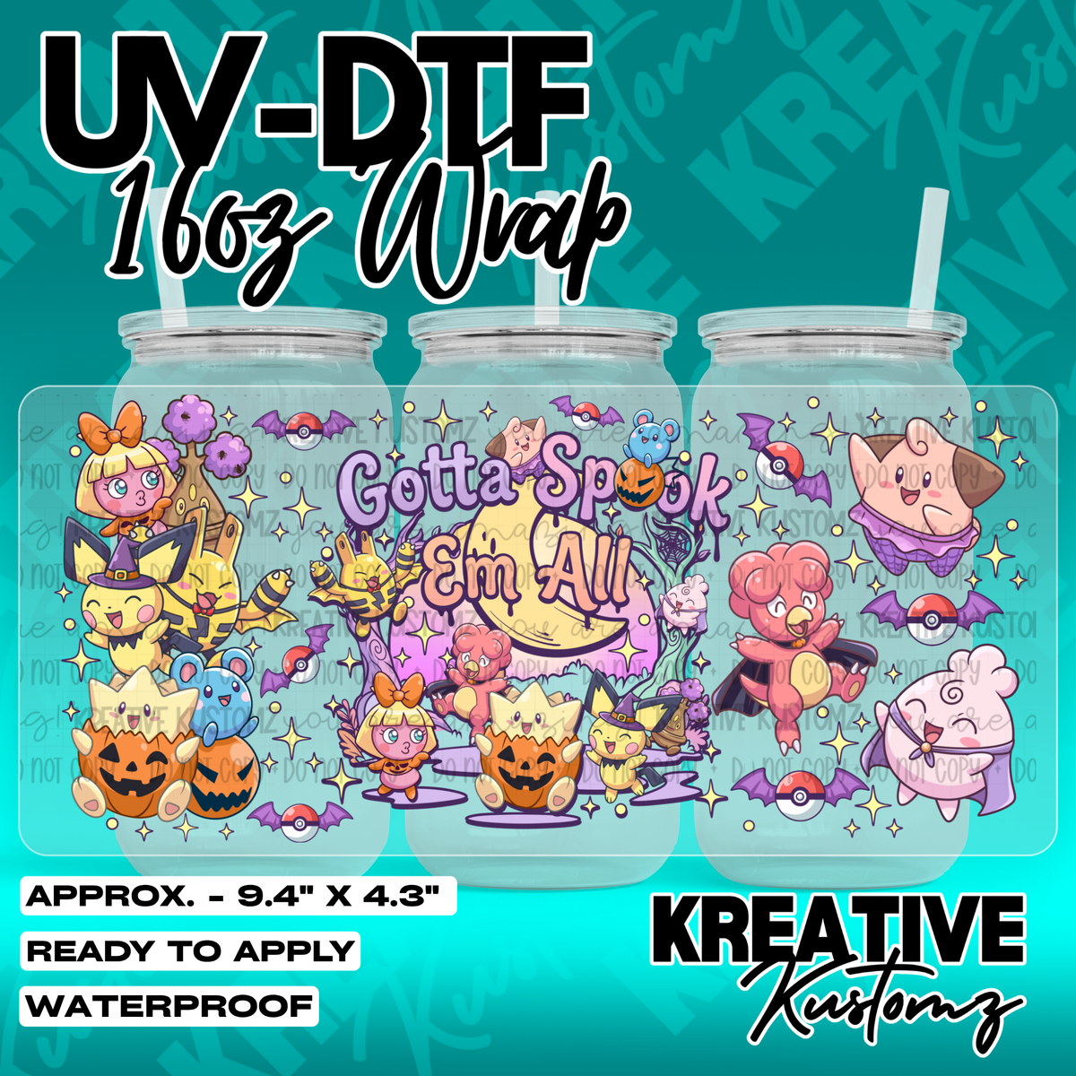 Halloween Anime Gamer | UV DTF Cup Wrap for 16oz Libbey Glass