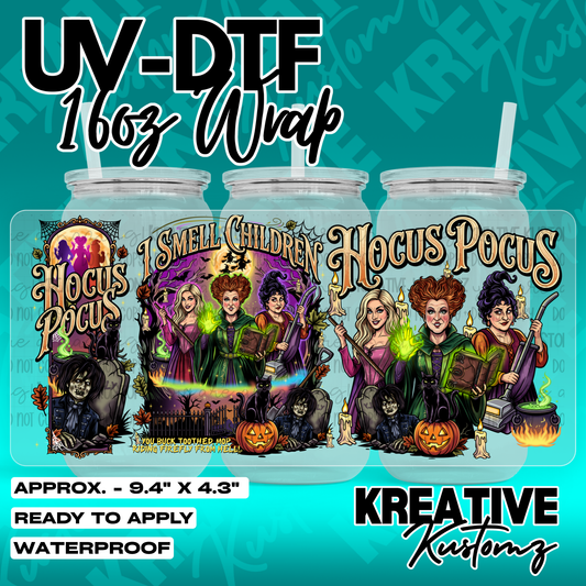 Halloween Hocus Pocus | UV DTF Cup Wrap for 16oz Libbey Glass