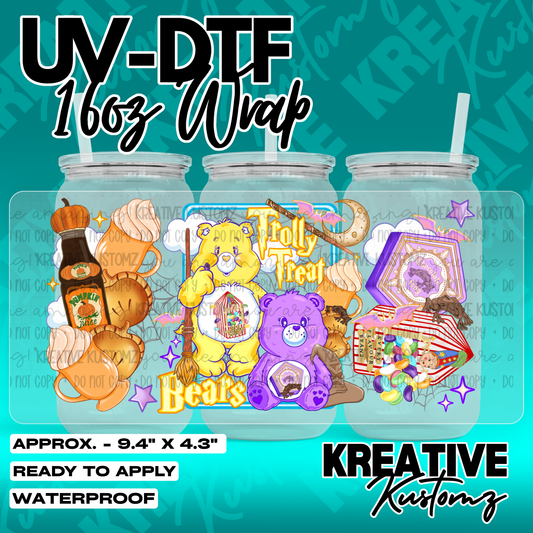 Halloween Bears | UV DTF Cup Wrap for 16oz Libbey Glass