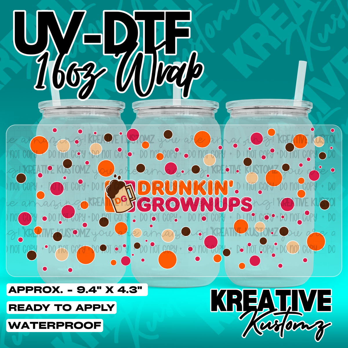 Sassy Fun Quotes Design | UV DTF Cup Wrap for 16oz Libbey Glass