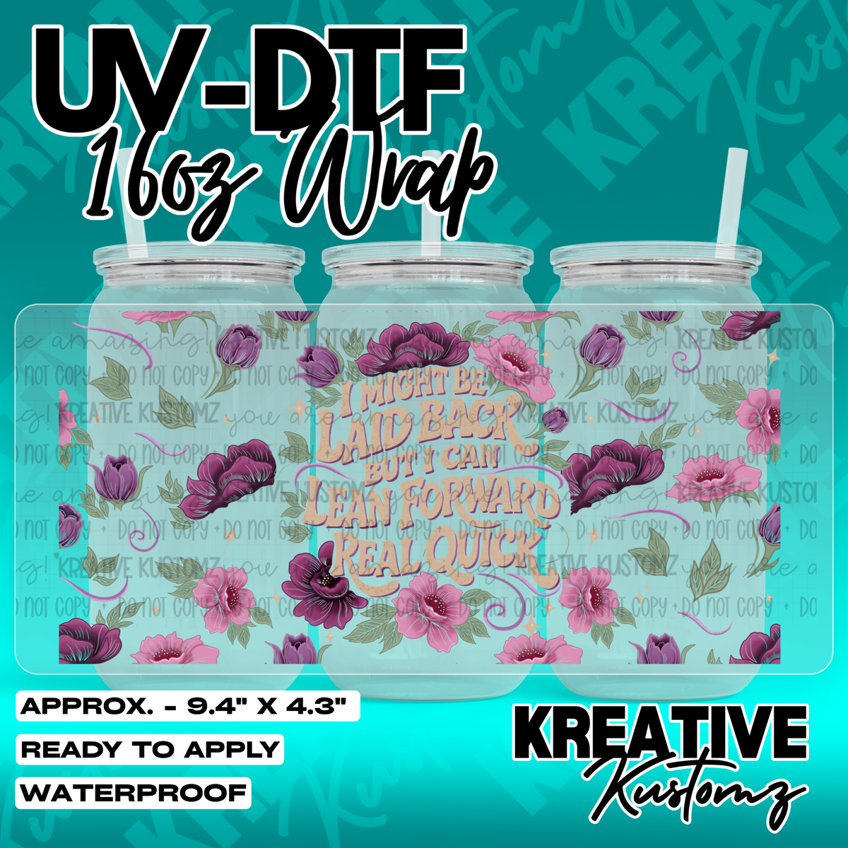 Sassy Fun Quotes Design | UV DTF Cup Wrap for 16oz Libbey Glass