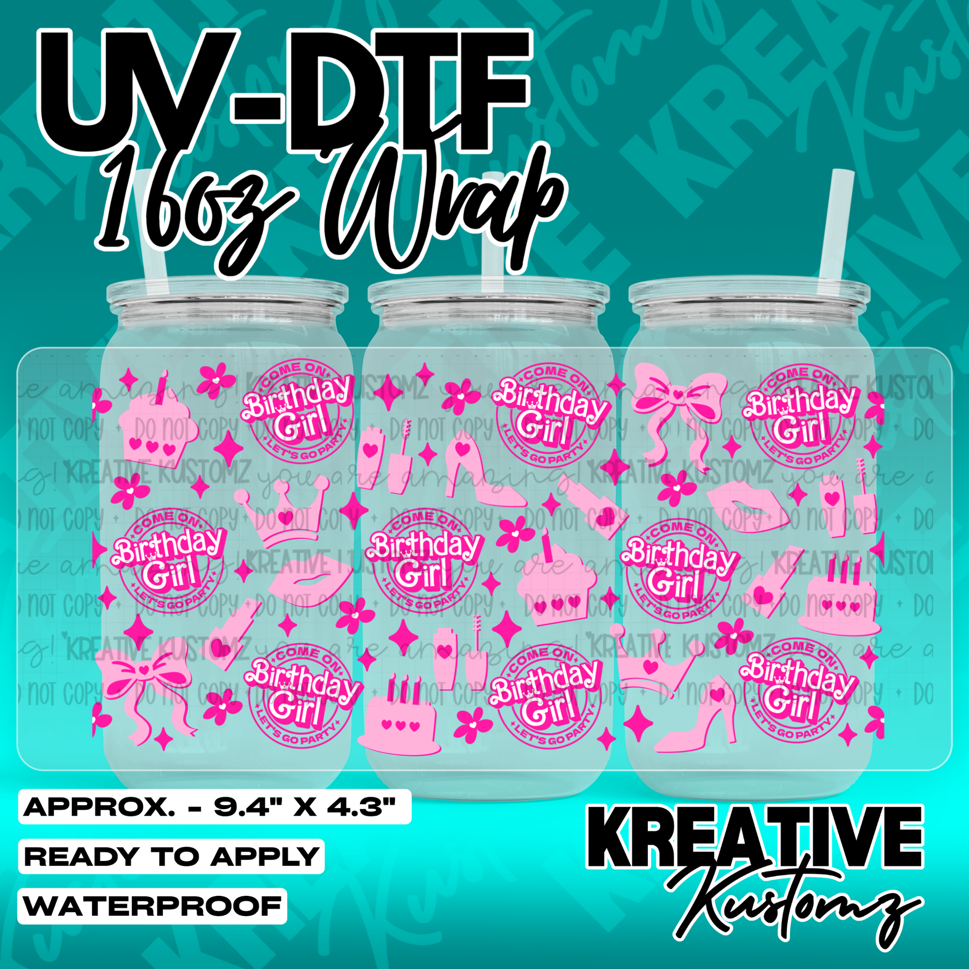 7085 | UV DTF Cup Wrap for 16oz Libbey Glass