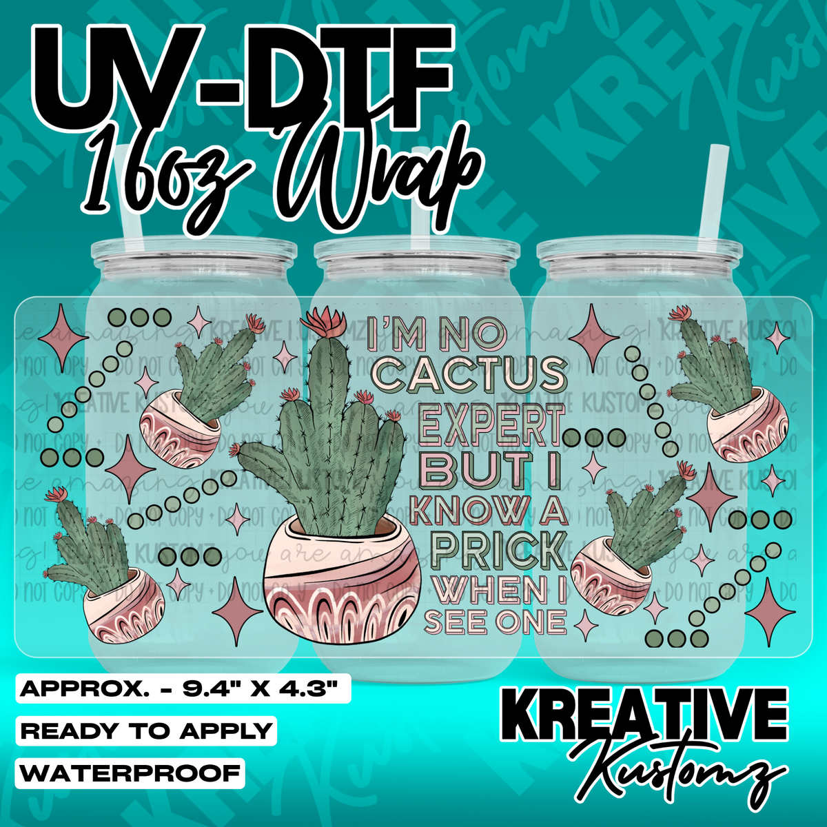 Sassy Fun Quotes Design | UV DTF Cup Wrap for 16oz Libbey Glass