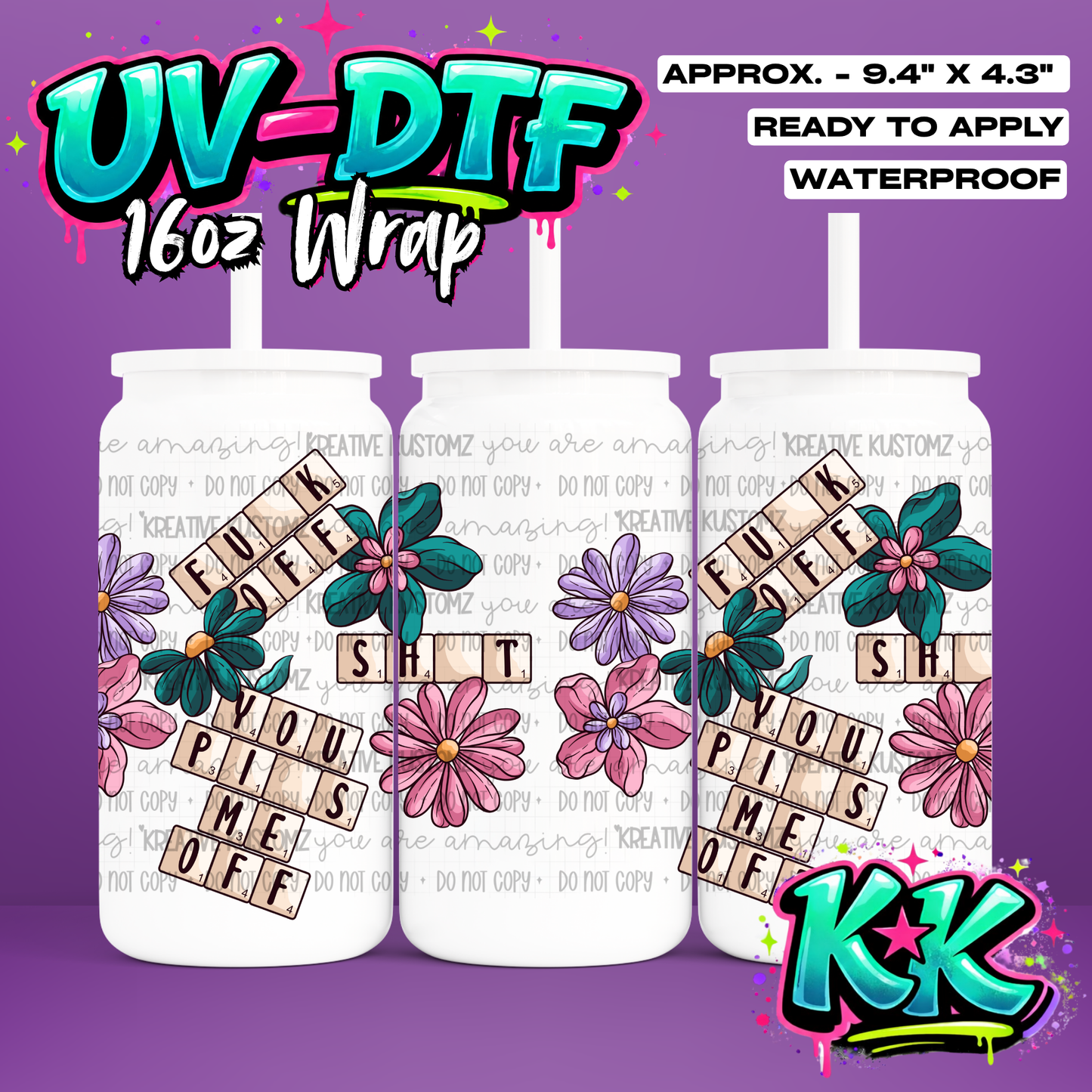 7130 | UV DTF Cup Wrap for 16oz Libbey Glass