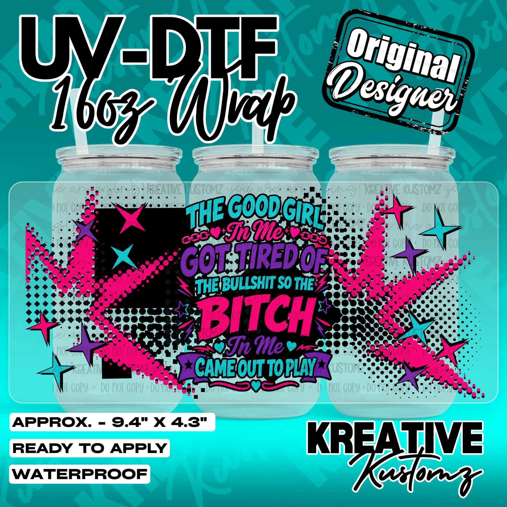 7313 | UV DTF Cup Wrap for 16oz Libbey Glass