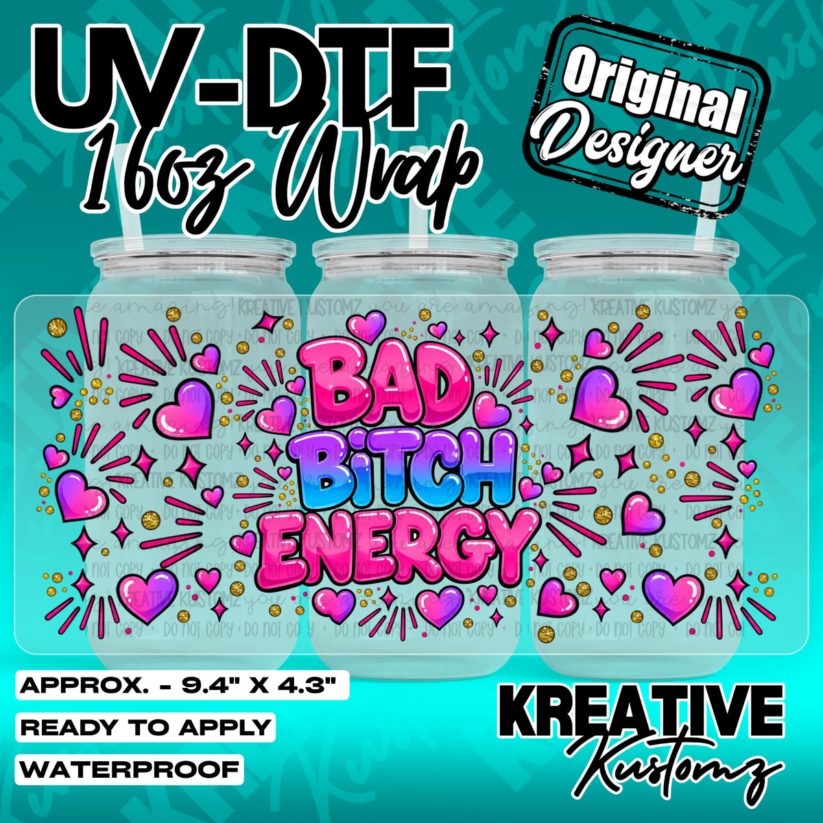 7314 | UV DTF Cup Wrap for 16oz Libbey Glass