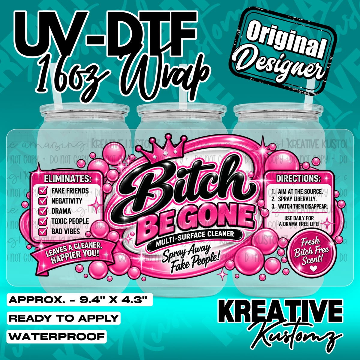 7387 | UV DTF Cup Wrap for 16oz Libbey Glass