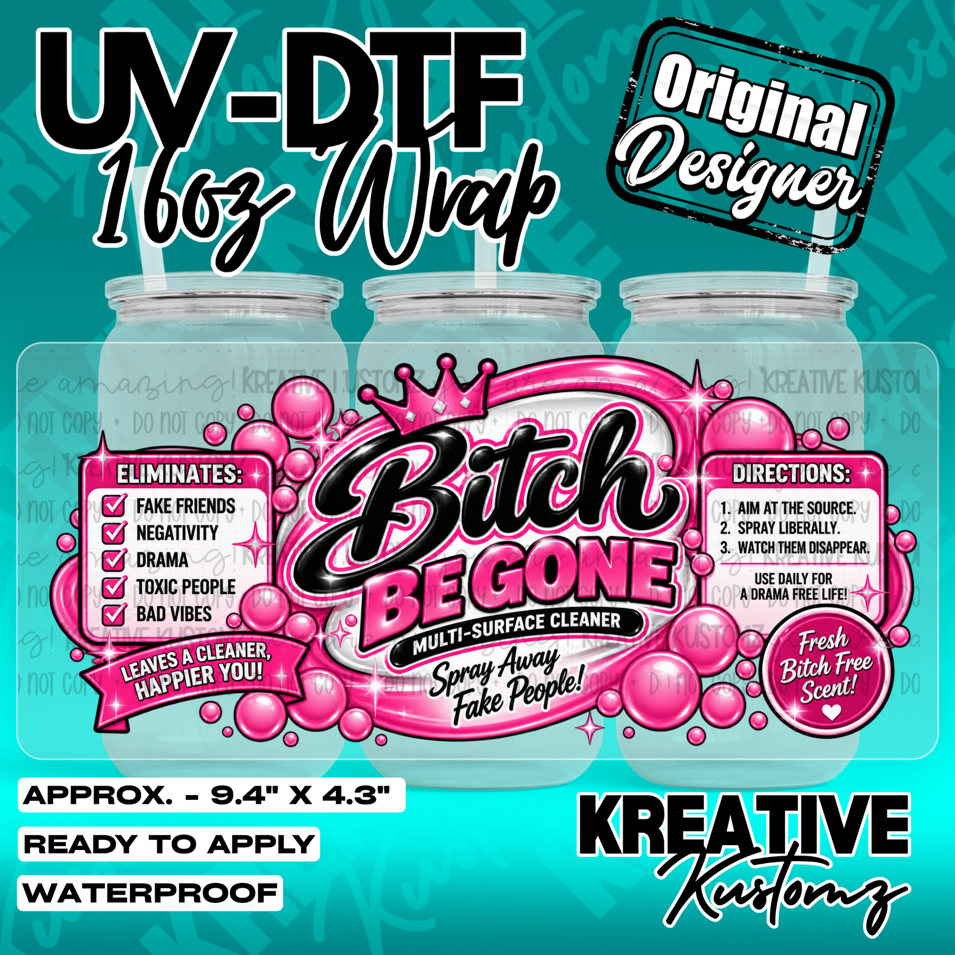 7387 | UV DTF Cup Wrap for 16oz Libbey Glass