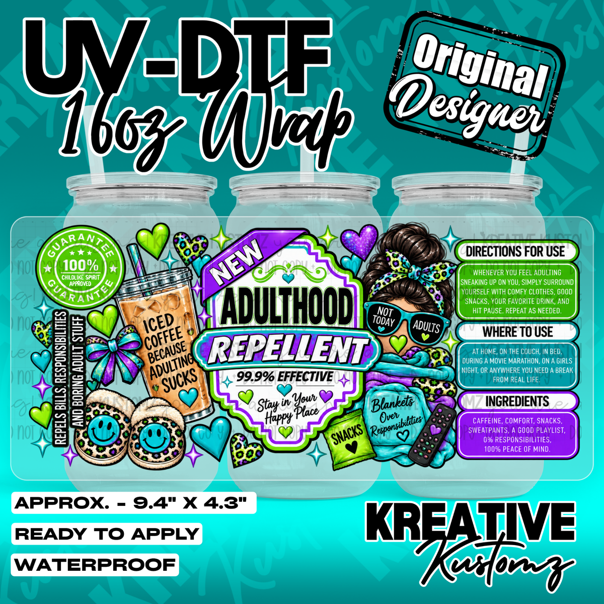 7390 | UV DTF Cup Wrap for 16oz Libbey Glass