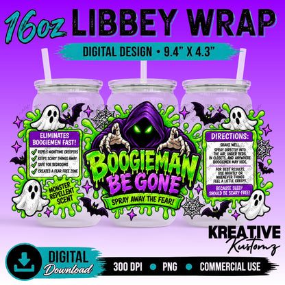 Horror Spray Can | 16oz Libbey Glass Can Wrap PNG - Digital Download Bundle