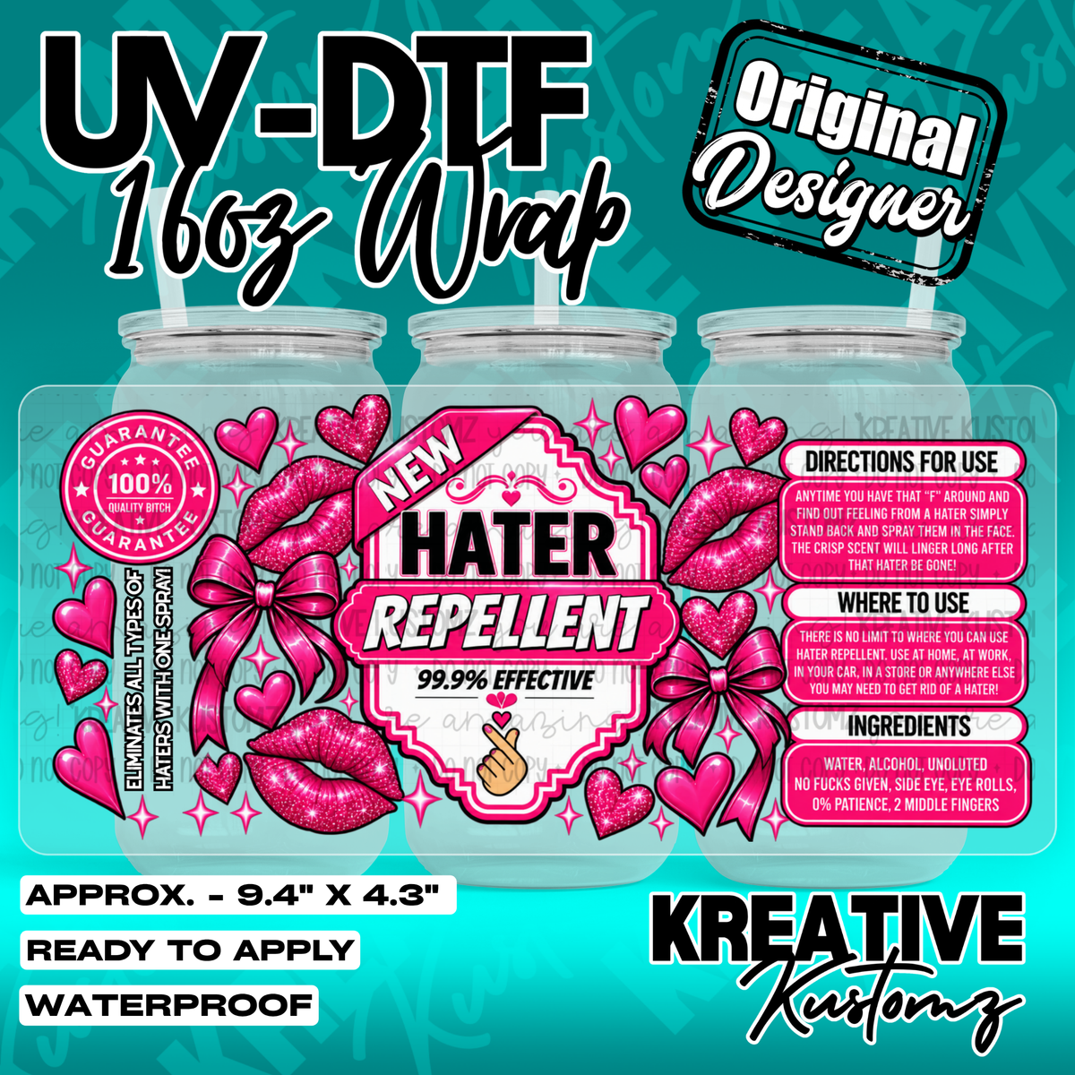 7395 | UV DTF Cup Wrap for 16oz Libbey Glass
