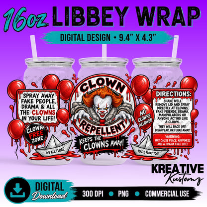 Horror Spray Can | 16oz Libbey Glass Can Wrap PNG - Digital Download Bundle