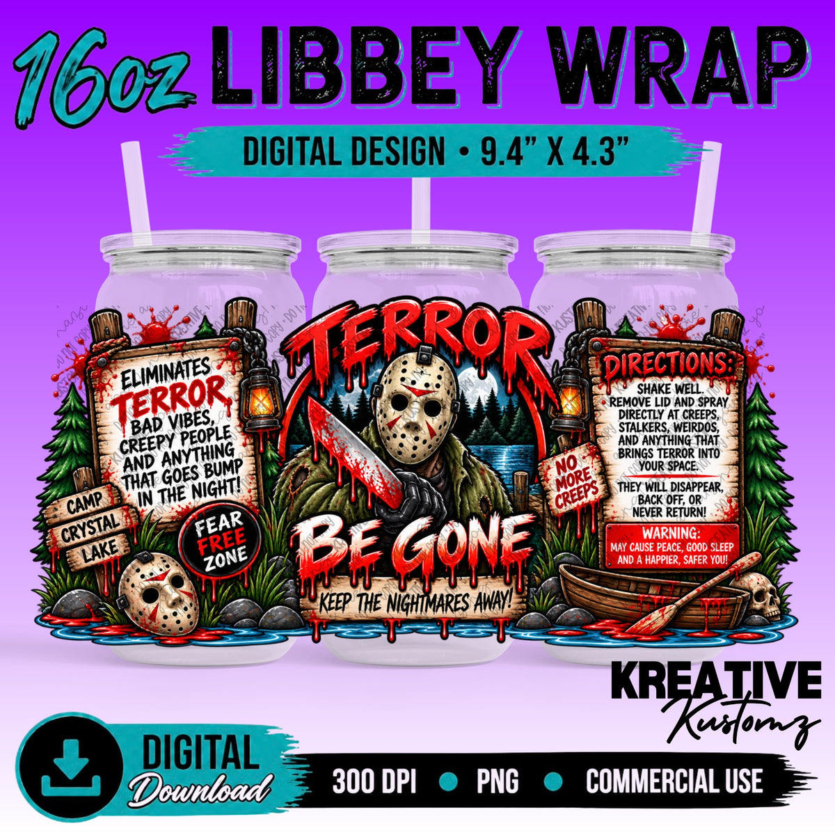 7402 Horror Spray Can - 16oz Libbey Glass Can PNG