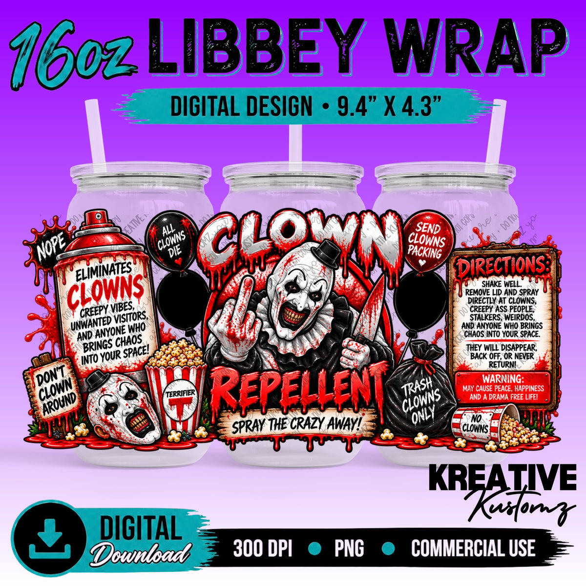 7403 Horror Spray Can - 16oz Libbey Glass Can PNG