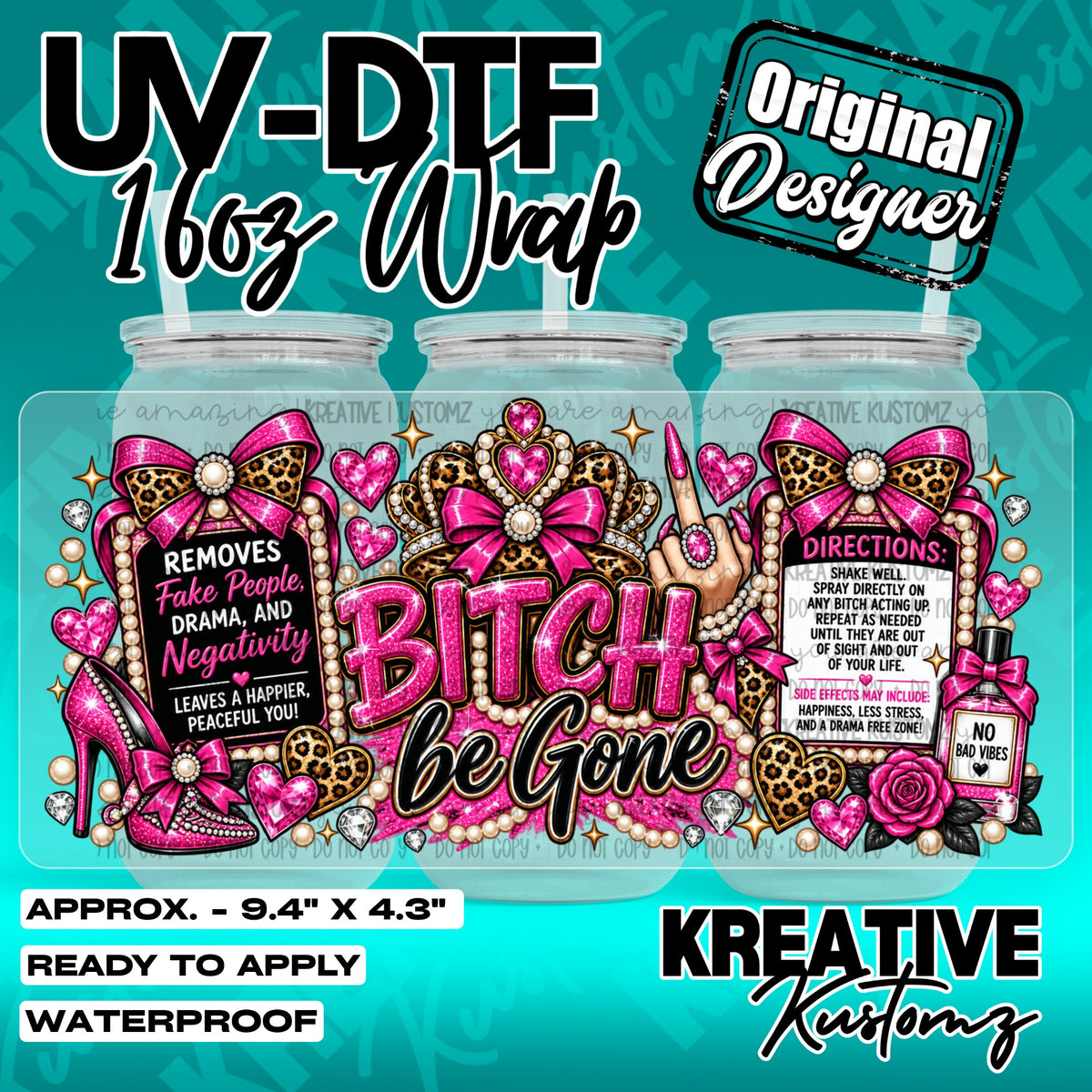7580 | UV DTF Cup Wrap for 16oz Libbey Glass
