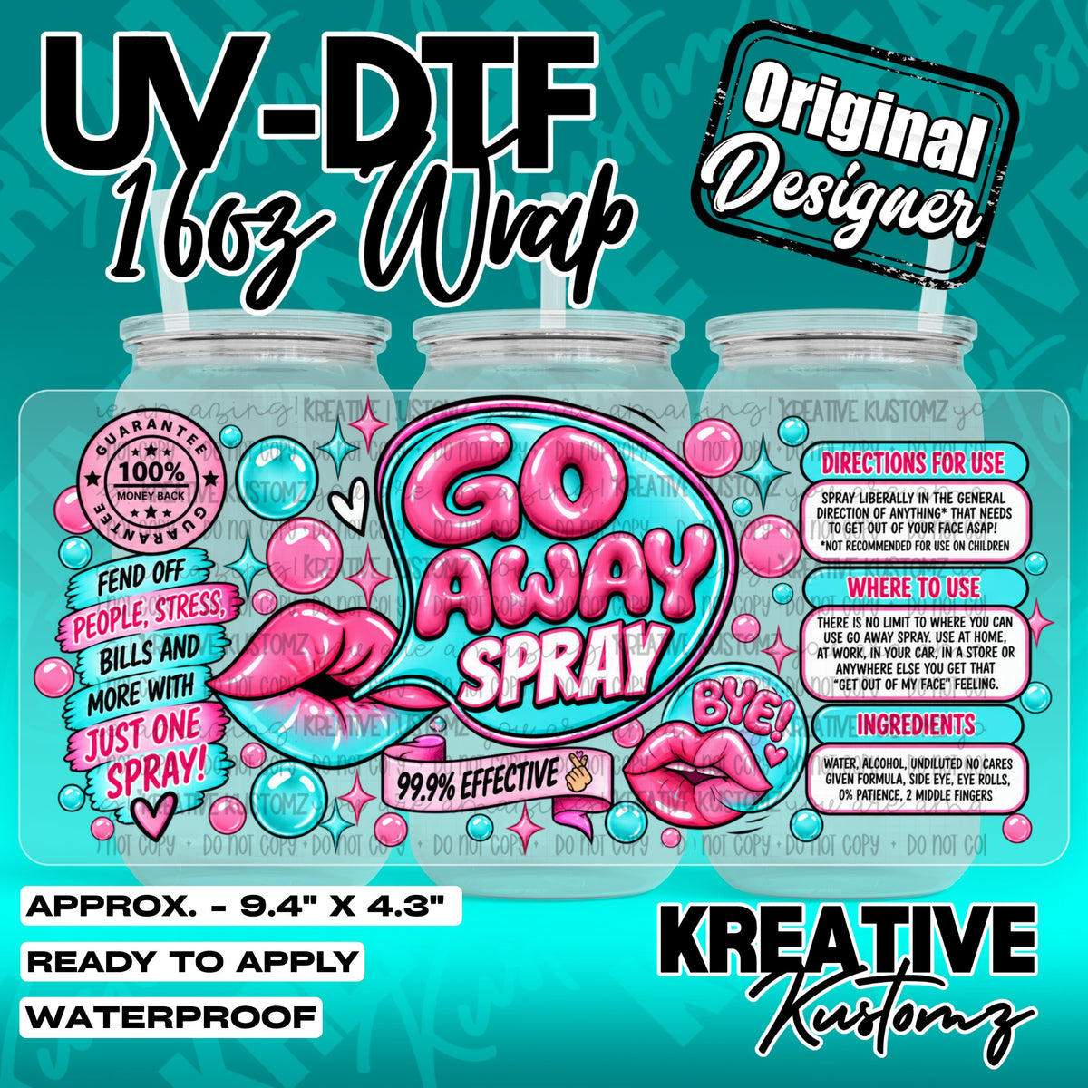 7594 | UV DTF Cup Wrap for 16oz Libbey Glass