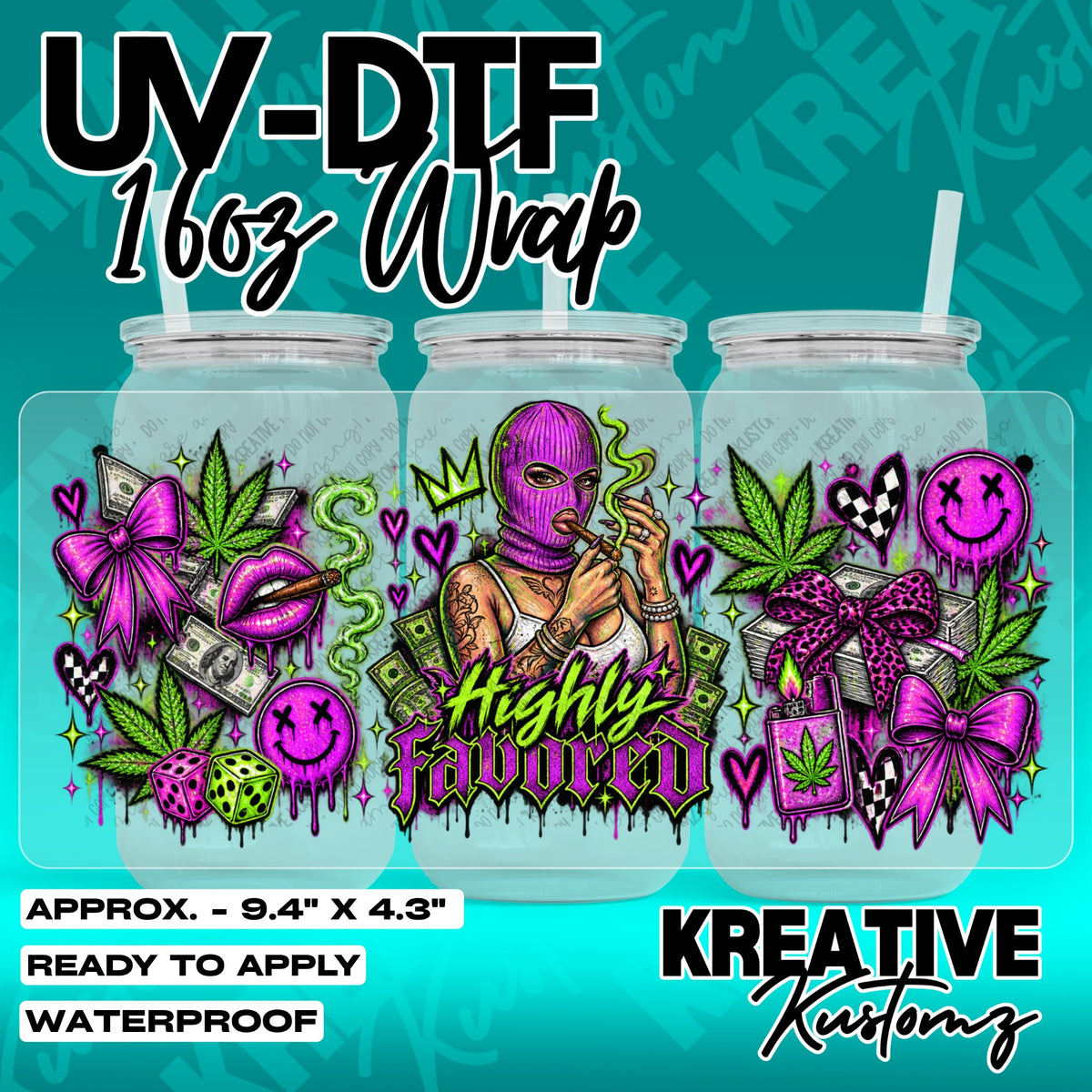 7684 | UV DTF Cup Wrap for 16oz Libbey Glass