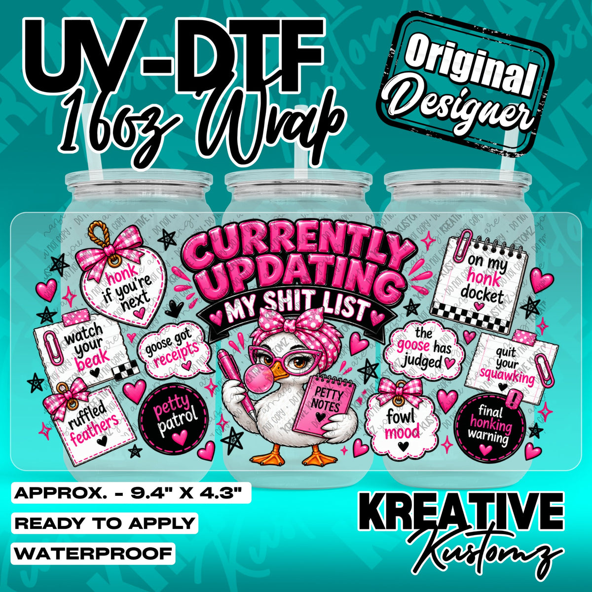 7752 | UV DTF Cup Wrap for 16oz Libbey Glass