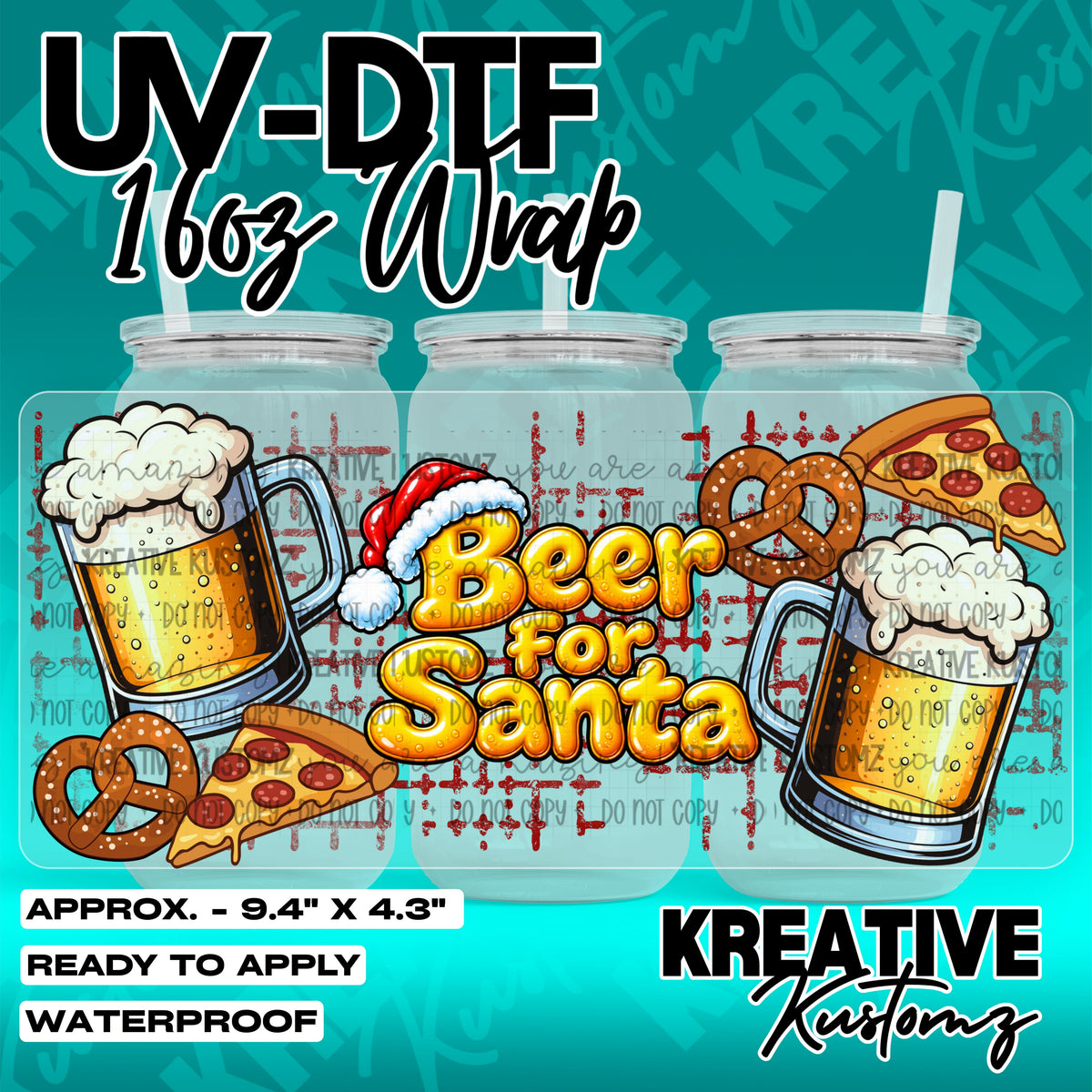 7890 | UV DTF Cup Wrap for 16oz Libbey Glass