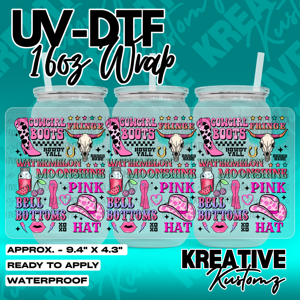 7964 | UV DTF Cup Wrap for 16oz Libbey Glass