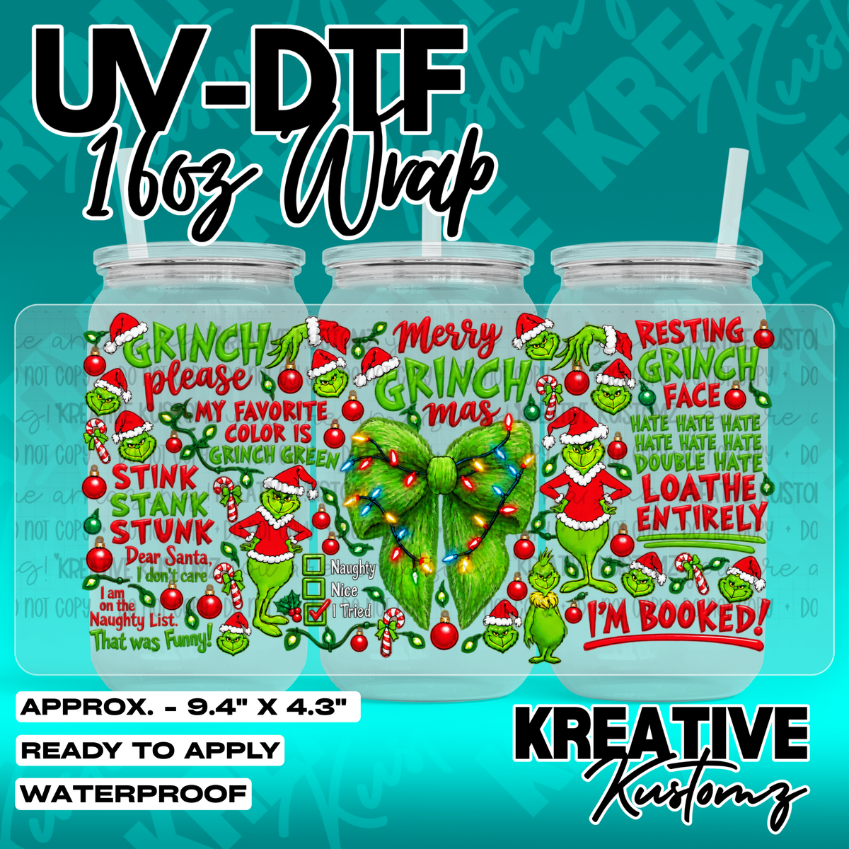 7998 | UV DTF Cup Wrap for 16oz Libbey Glass