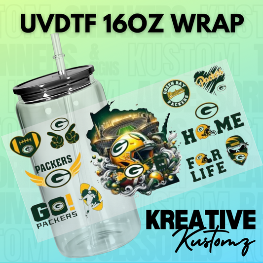 KK-B7518 Wisconsin GB Football - 16oz UVDTF Wrap