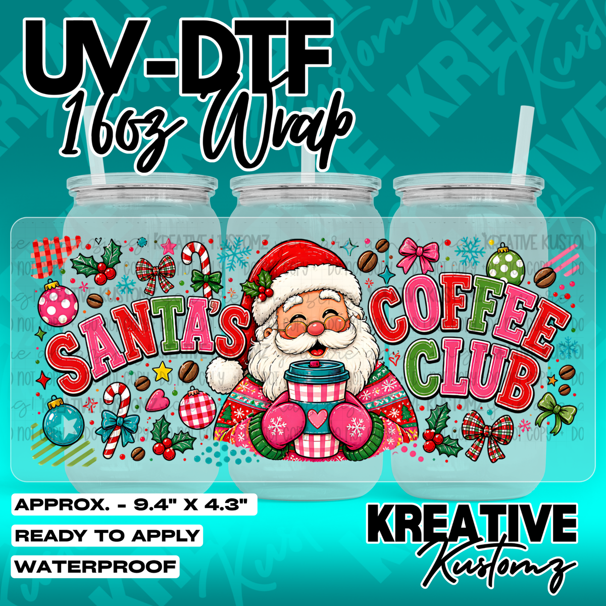 8009 | UV DTF Cup Wrap for 16oz Libbey Glass