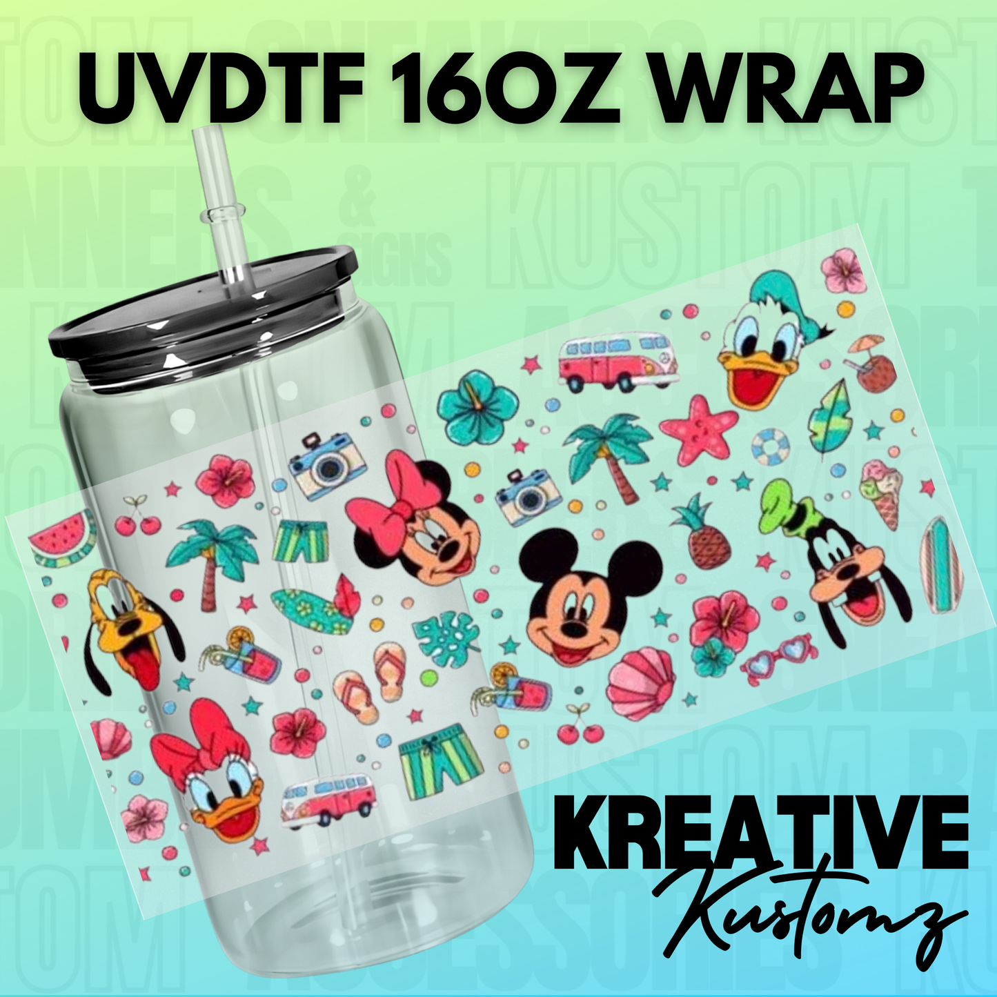 KK-B0949 Summer Fun Mouse & Friends  - 16oz UVDTF Wrap