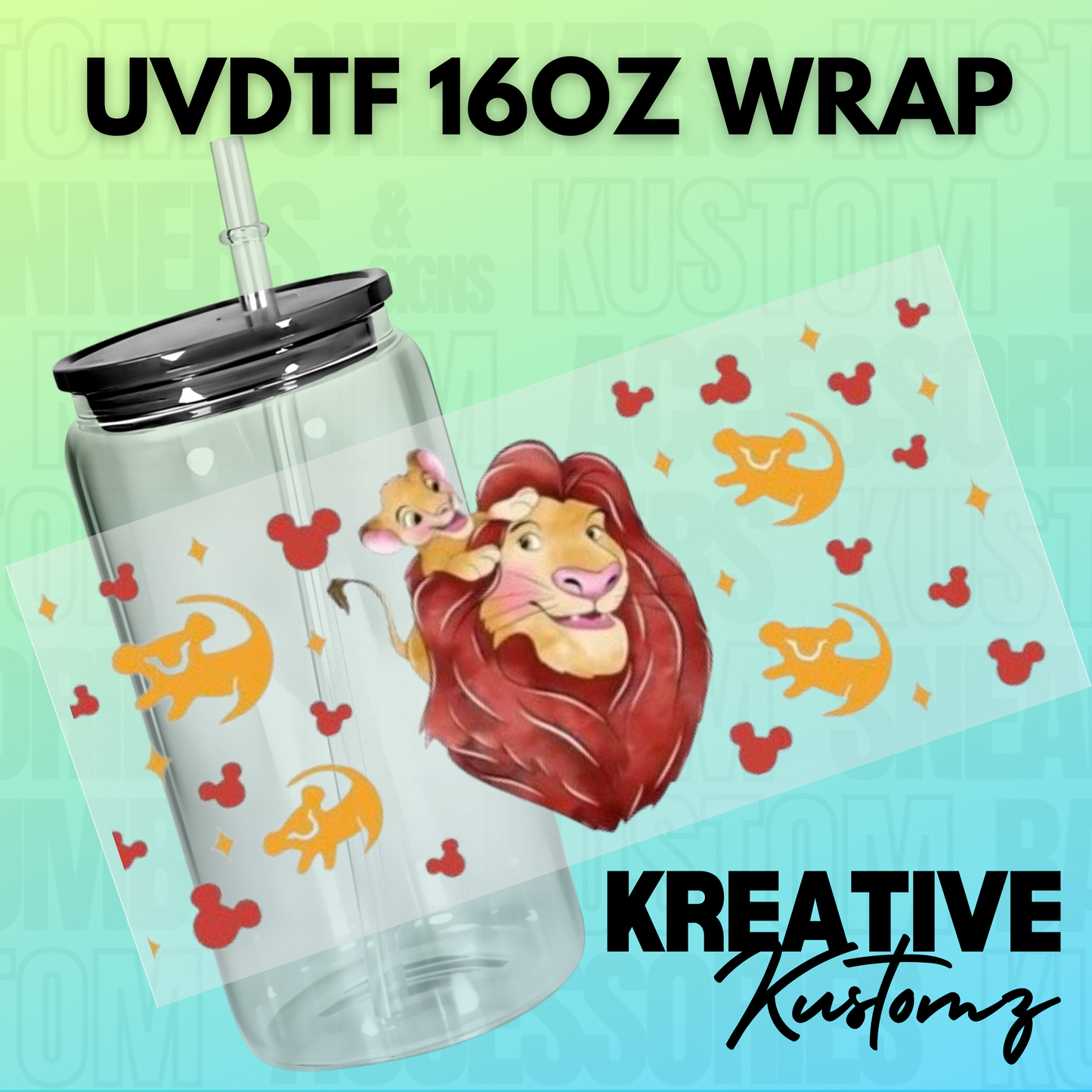 KK-B2897 Father and Son Lions - 16oz UVDTF Wrap