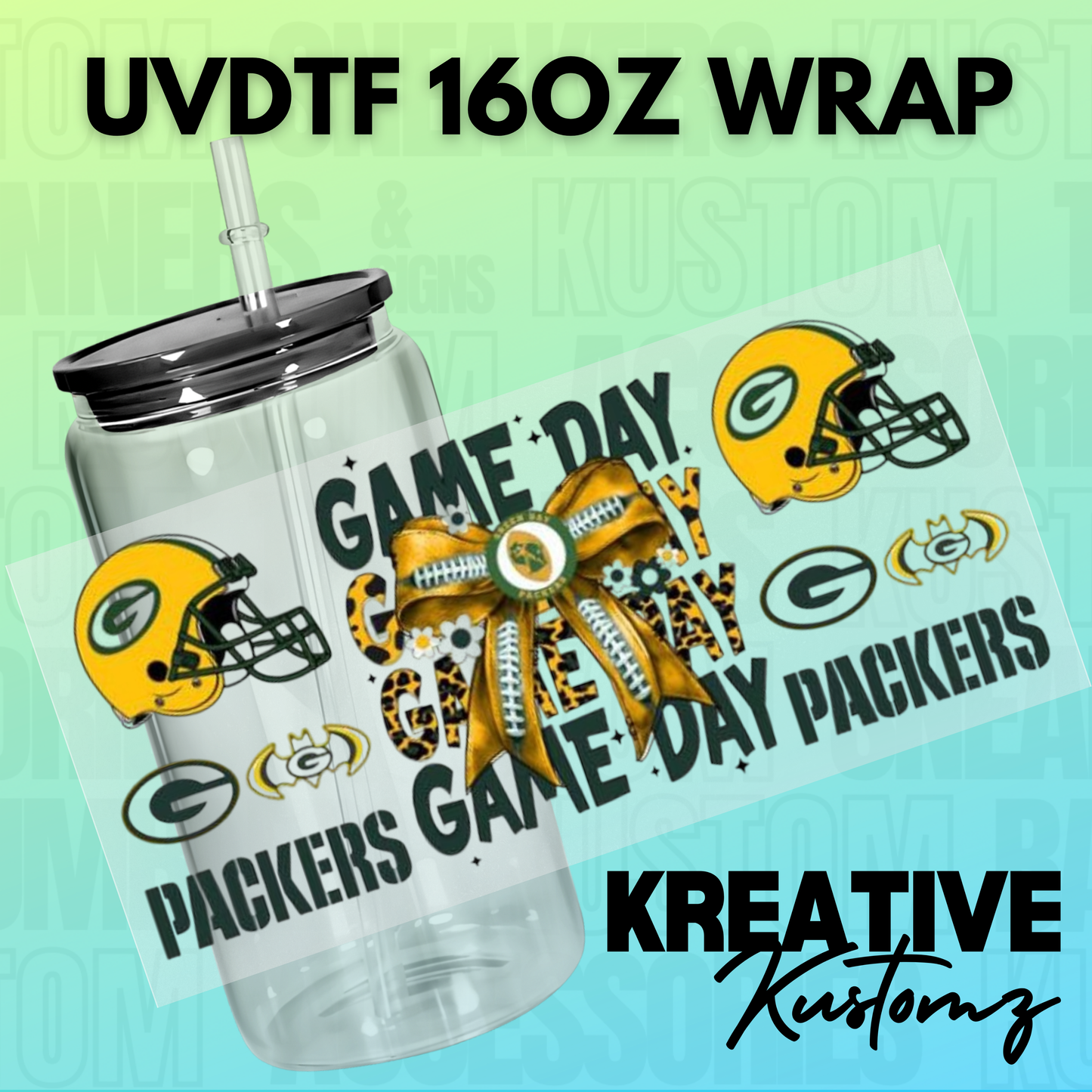 KK-B7538 GB Bow Football - 16oz UVDTF Wrap