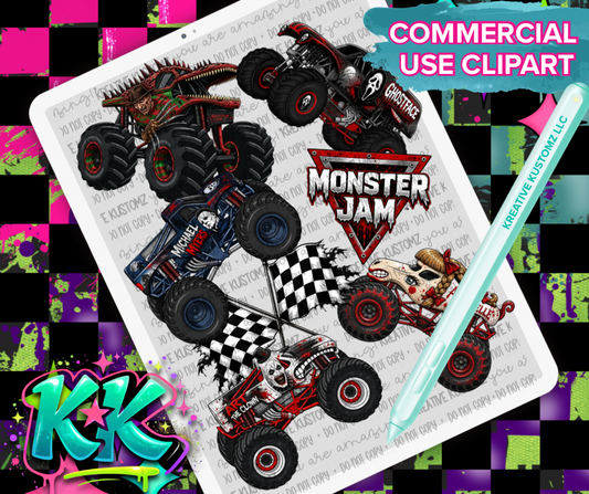 Horror Monster Truck Clipart Bundle - Digital Download