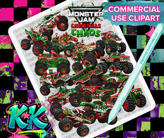 Christmas Monster Truck Clipart Bundle - Digital Download