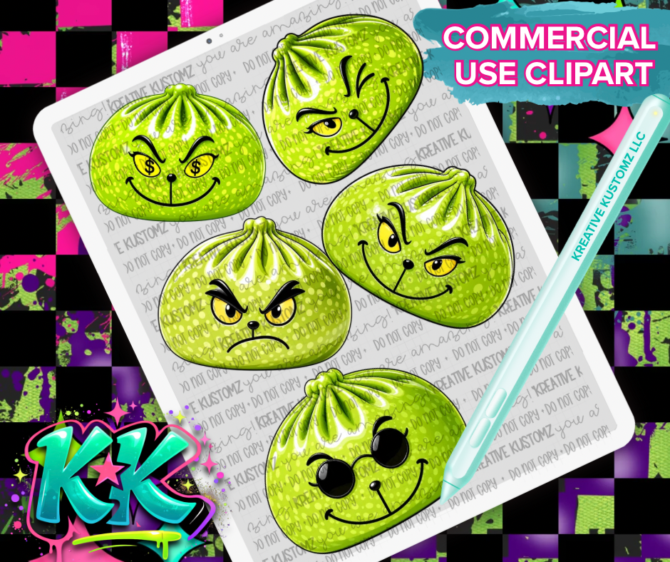 Squishy Grinch Clipart Bundle - Digital Download