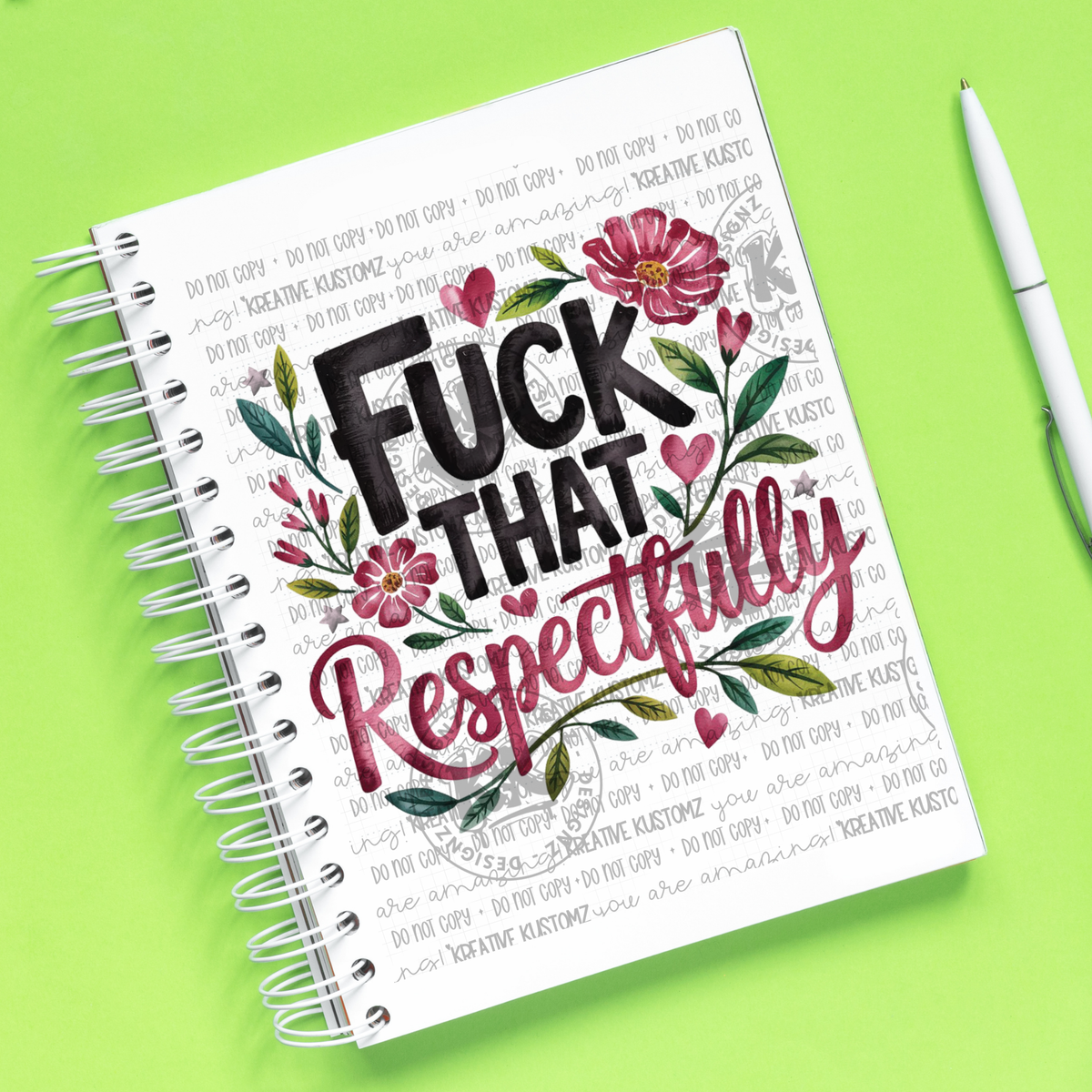 F That Respectfully | UVDTF A5 Notebook Wrap Decal