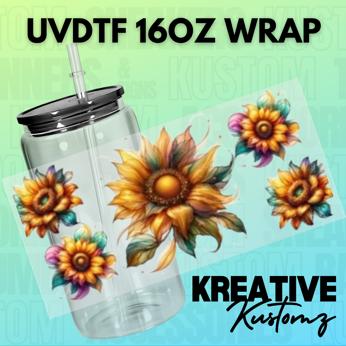 KK-B6883 Inked Sunflowers - 16oz UVDTF Wrap