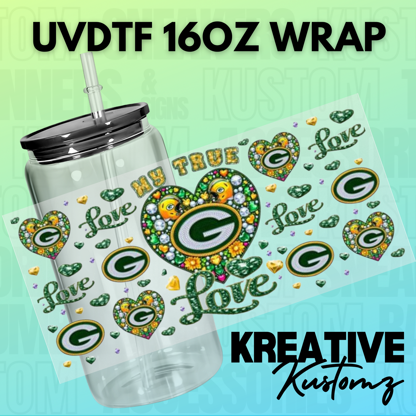 KK-B6166 Bling GB Football - 16oz UVDTF Wrap