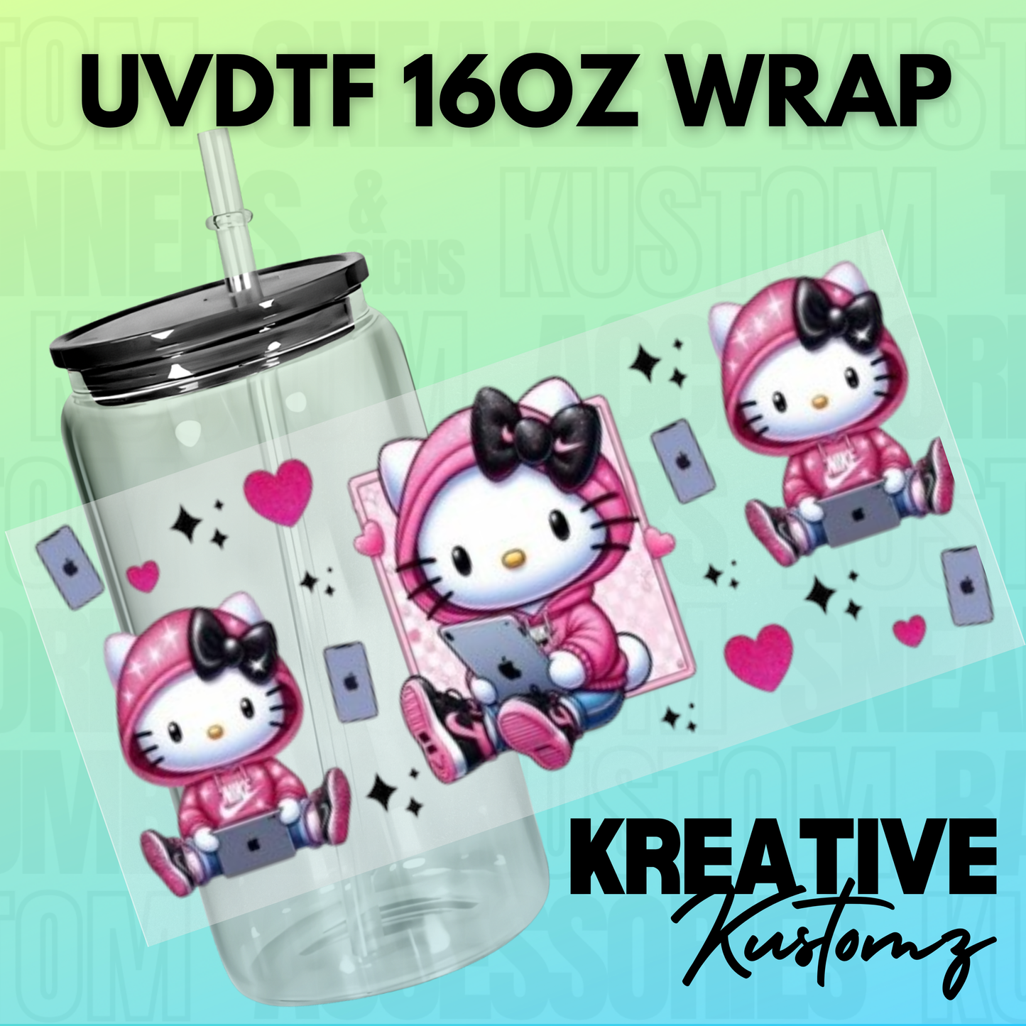 KK-B2602 Hoodie Kitty Tablet - 16oz UVDTF Wrap