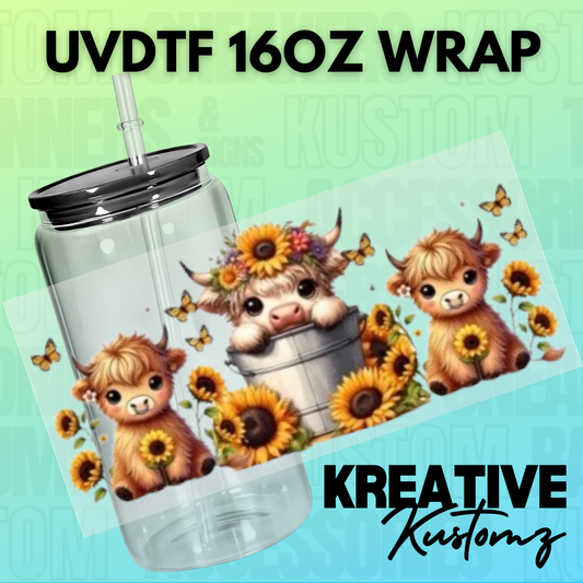 KK-B6711 Sunflower Cows - 16oz UVDTF Wrap