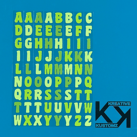 A5 UVDTF Element Sheet - Lime Green ABC