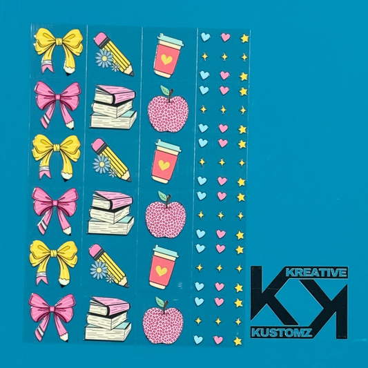 A5 UVDTF Element Sheet - School Bows