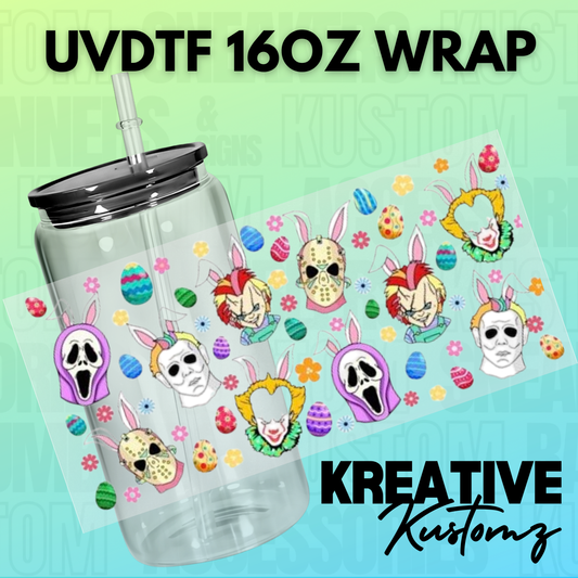 KK-B1641 Easter Bunny Horrors - 16oz UVDTF Wrap