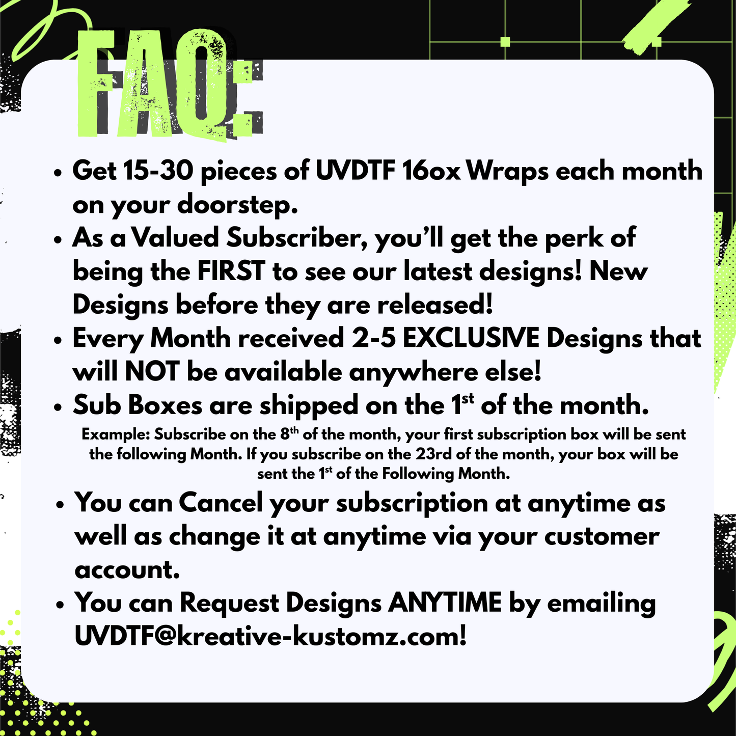 SUBSCRIPTION Box - UVDTF 30 Wraps/Month