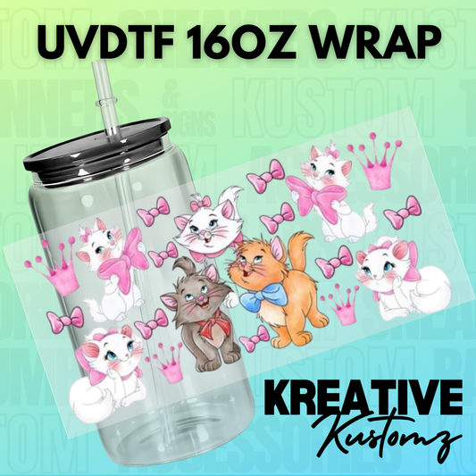 KK-B0322 Pink Arista Kitties - 16oz UVDTF Wrap