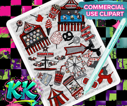 Horror Carnival Clipart Bundle - Digital Download