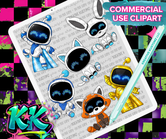 Gamer Bot Clipart Bundle - Digital Download