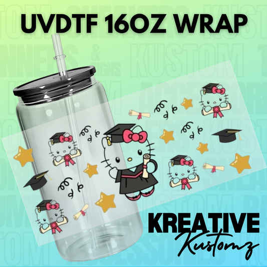 KK-B1604 Girly Kitty Graduation - 16oz UVDTF Wrap